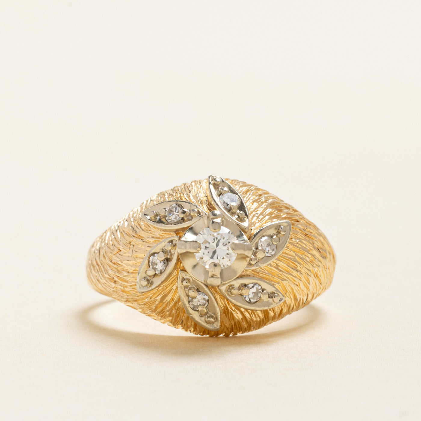 Illusion Set Diamond Textured Dome Ring | 0.26ctw | SZ 6.75