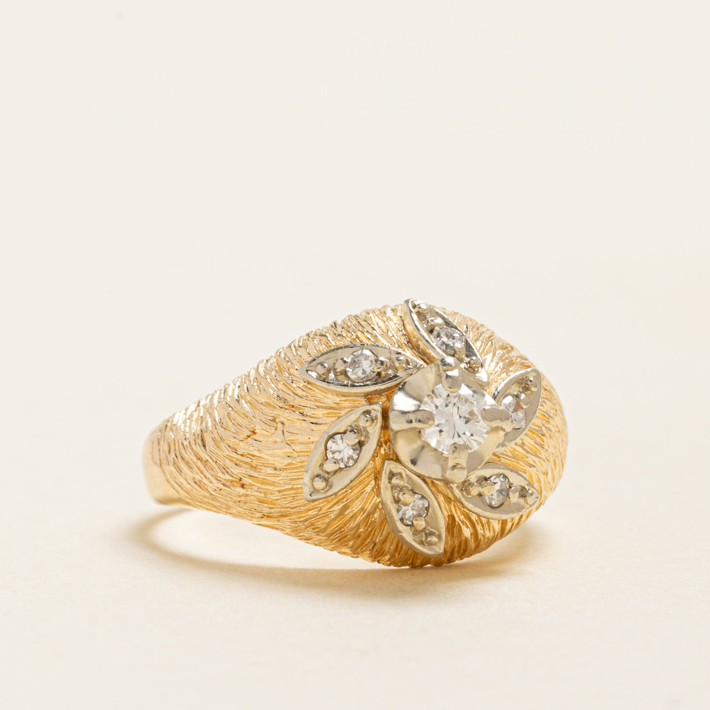 Illusion Set Diamond Textured Dome Ring | 0.26ctw | SZ 6.75