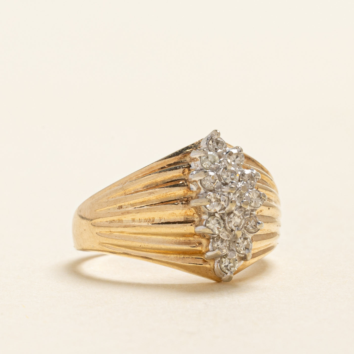 Diamond Cluster Grooved Dome Ring | 0.22ctw | SZ 3.25