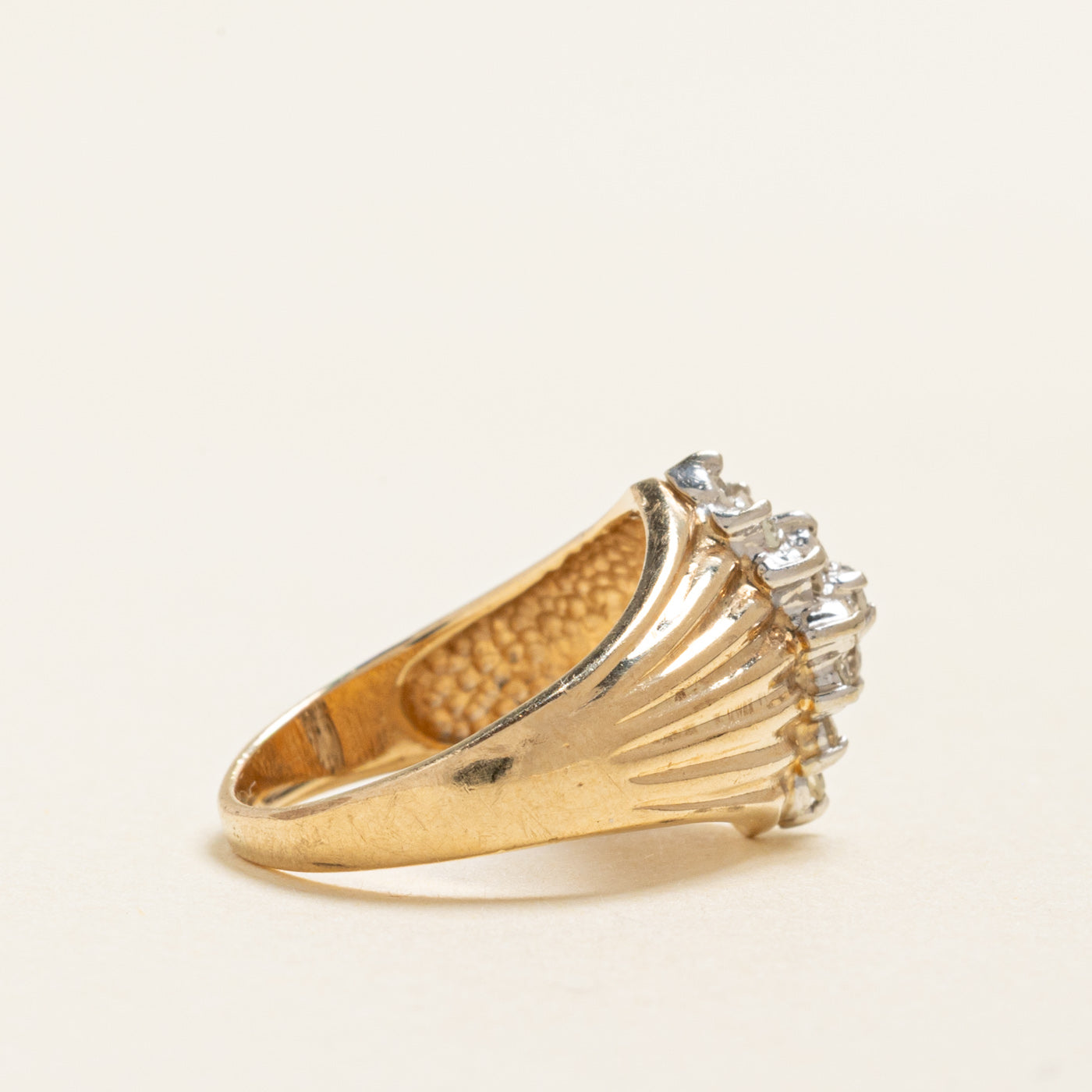 Diamond Cluster Grooved Dome Ring | 0.22ctw | SZ 3.25