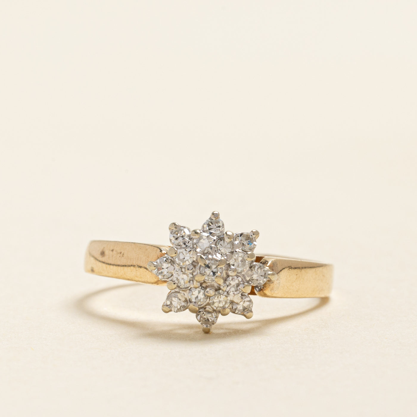 Yellow Gold Diamond Cluster Ring | 0.30ctw | SZ 7