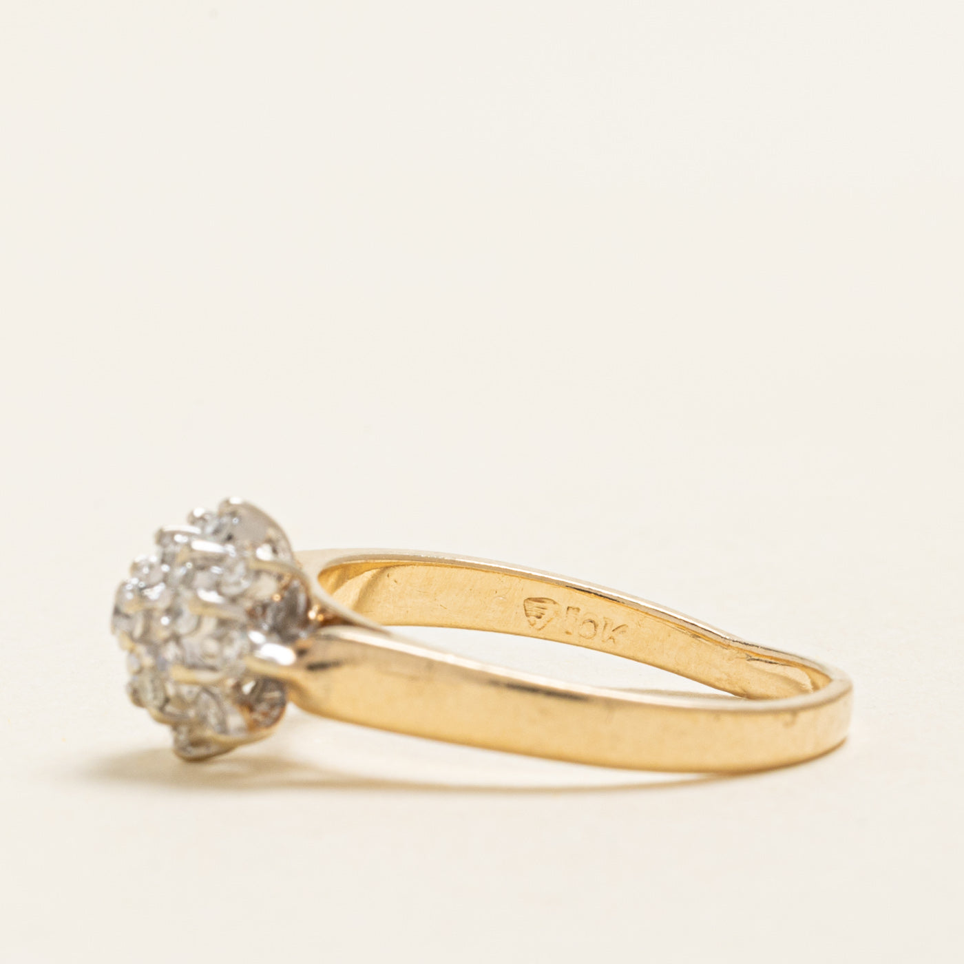 Yellow Gold Diamond Cluster Ring | 0.30ctw | SZ 7