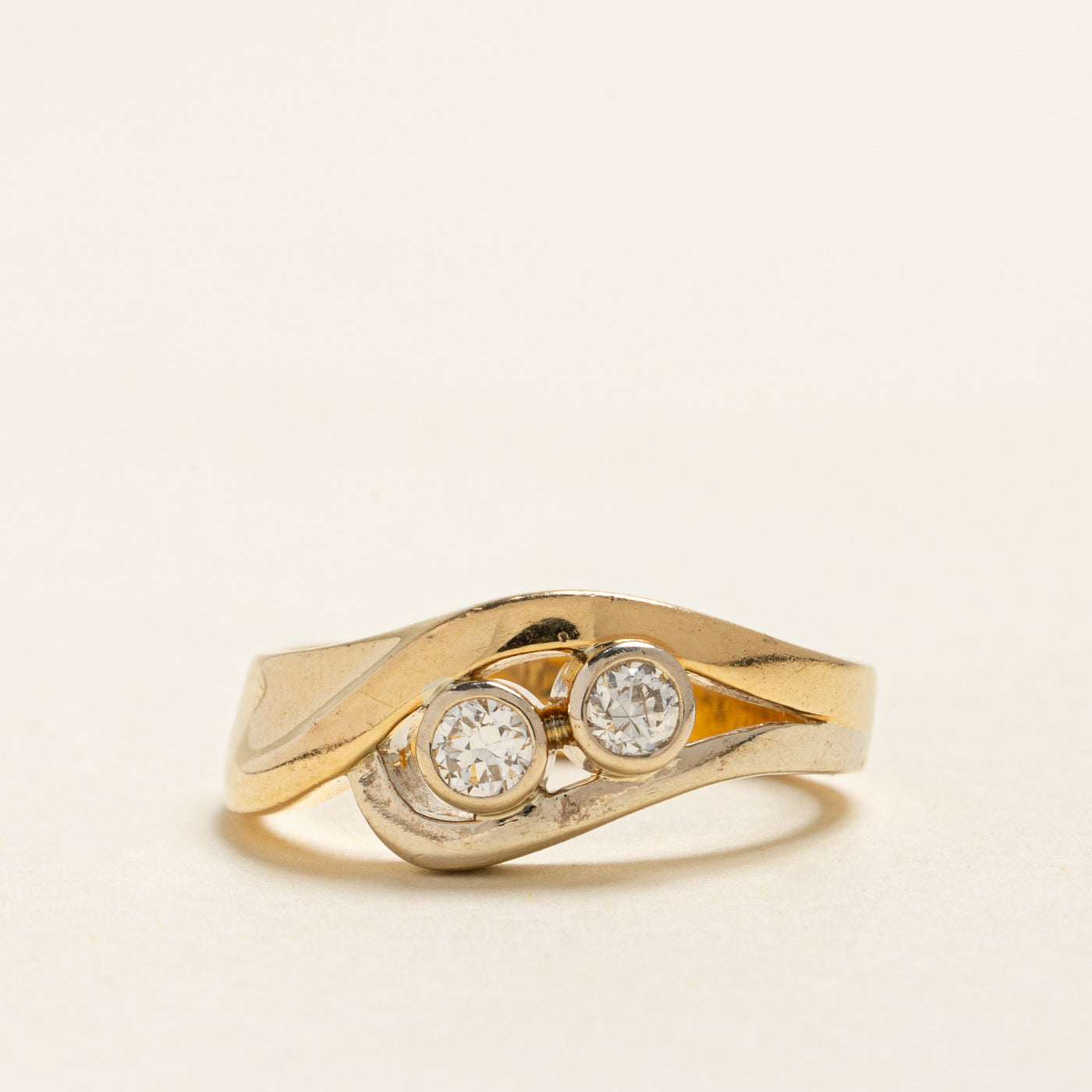 18k Two Stone Bezel Set Diamond Ring | 0.24ctw | SZ 7