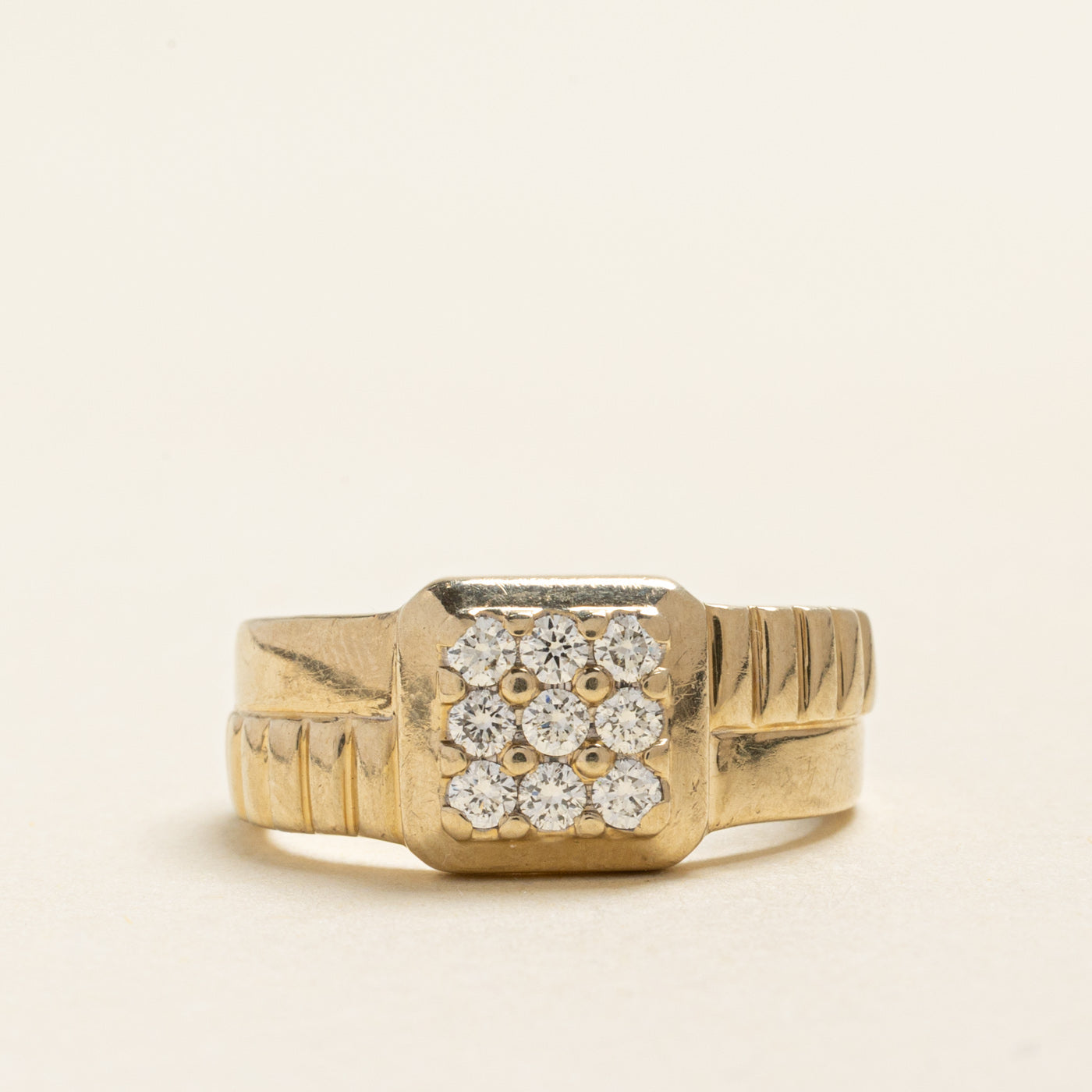 18k Diamond Grid Fluted Ring | 0.36ctw | SZ 6.5