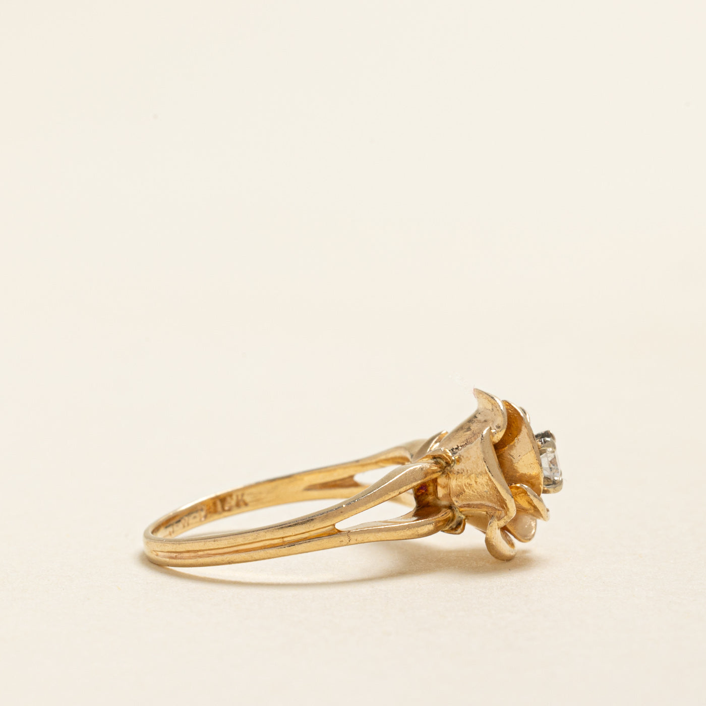 Diamond Rose Split Shank Ring | 0.07ct | SZ 4.25