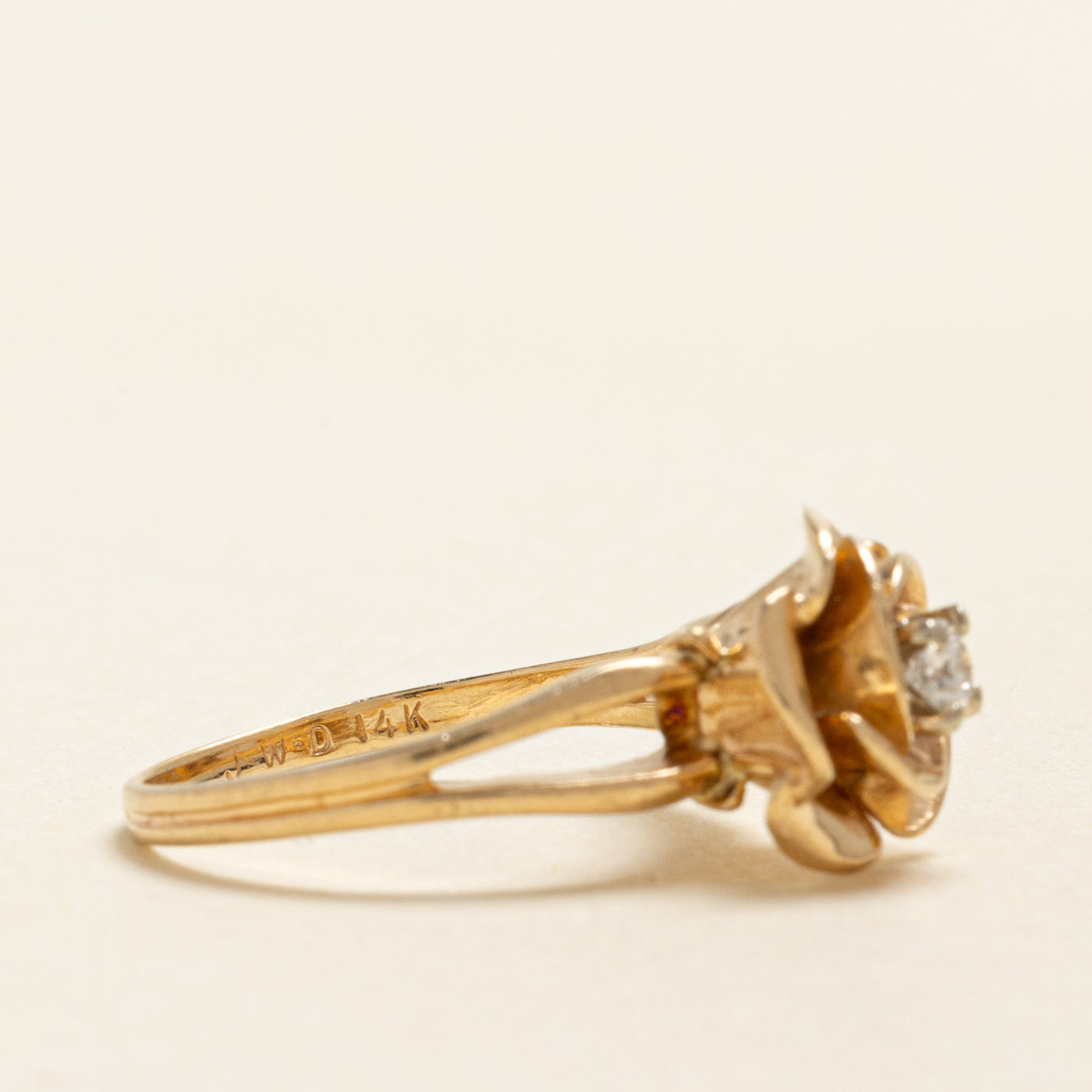 Diamond Rose Split Shank Ring | 0.07ct | SZ 4.25