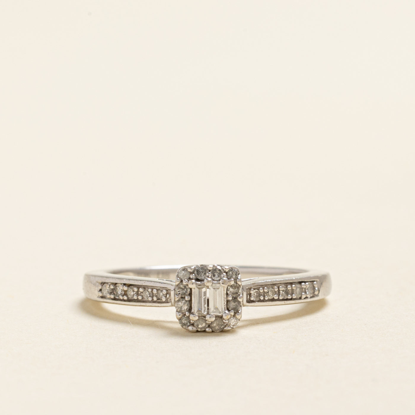 Baguette Cut Diamond Halo Ring | 0.15ctw | SZ 7