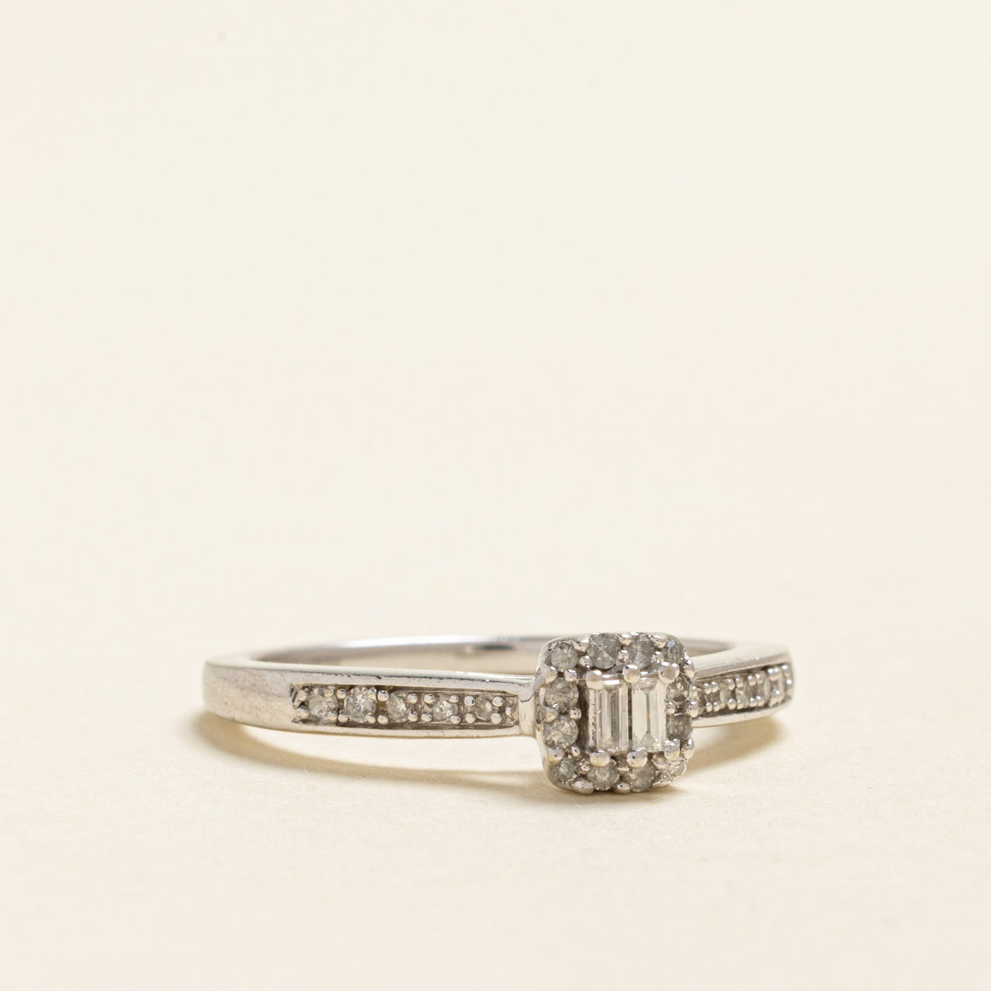 Baguette Cut Diamond Halo Ring | 0.15ctw | SZ 7