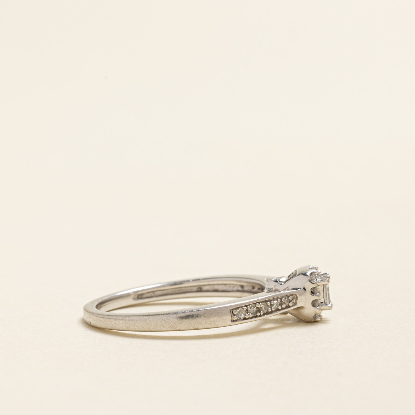 Baguette Cut Diamond Halo Ring | 0.15ctw | SZ 7