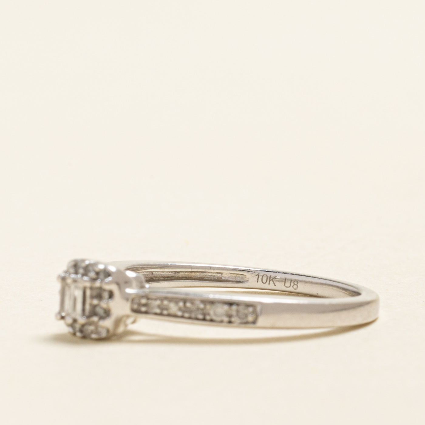 Baguette Cut Diamond Halo Ring | 0.15ctw | SZ 7