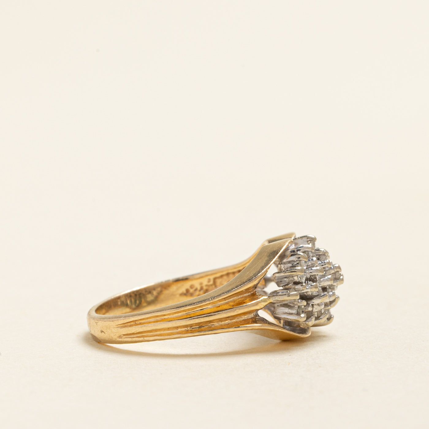 Diamond Cluster Grooved Ring | 0.29ctw | SZ 5.25