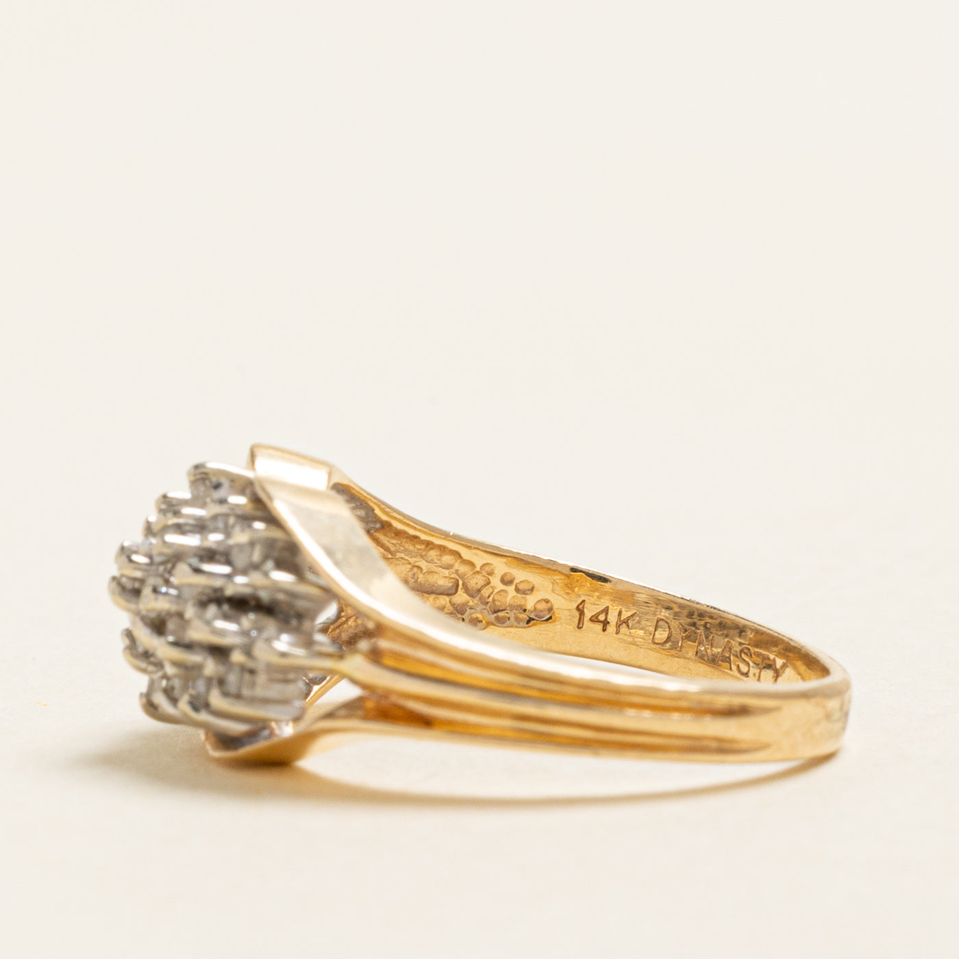 Diamond Cluster Grooved Ring | 0.29ctw | SZ 5.25