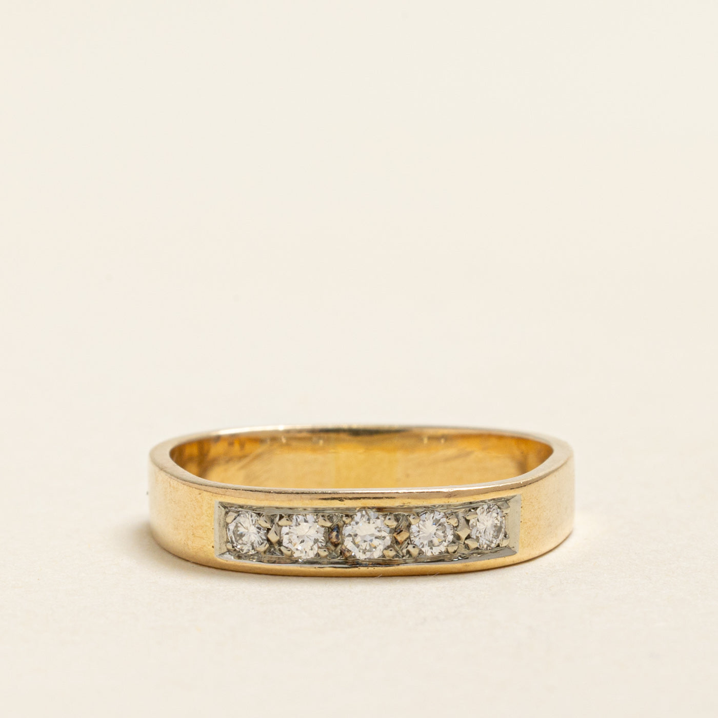 18k Five Stone Diamond Soft Square Band | 0.25ctw | 3.80mm | SZ 6.5