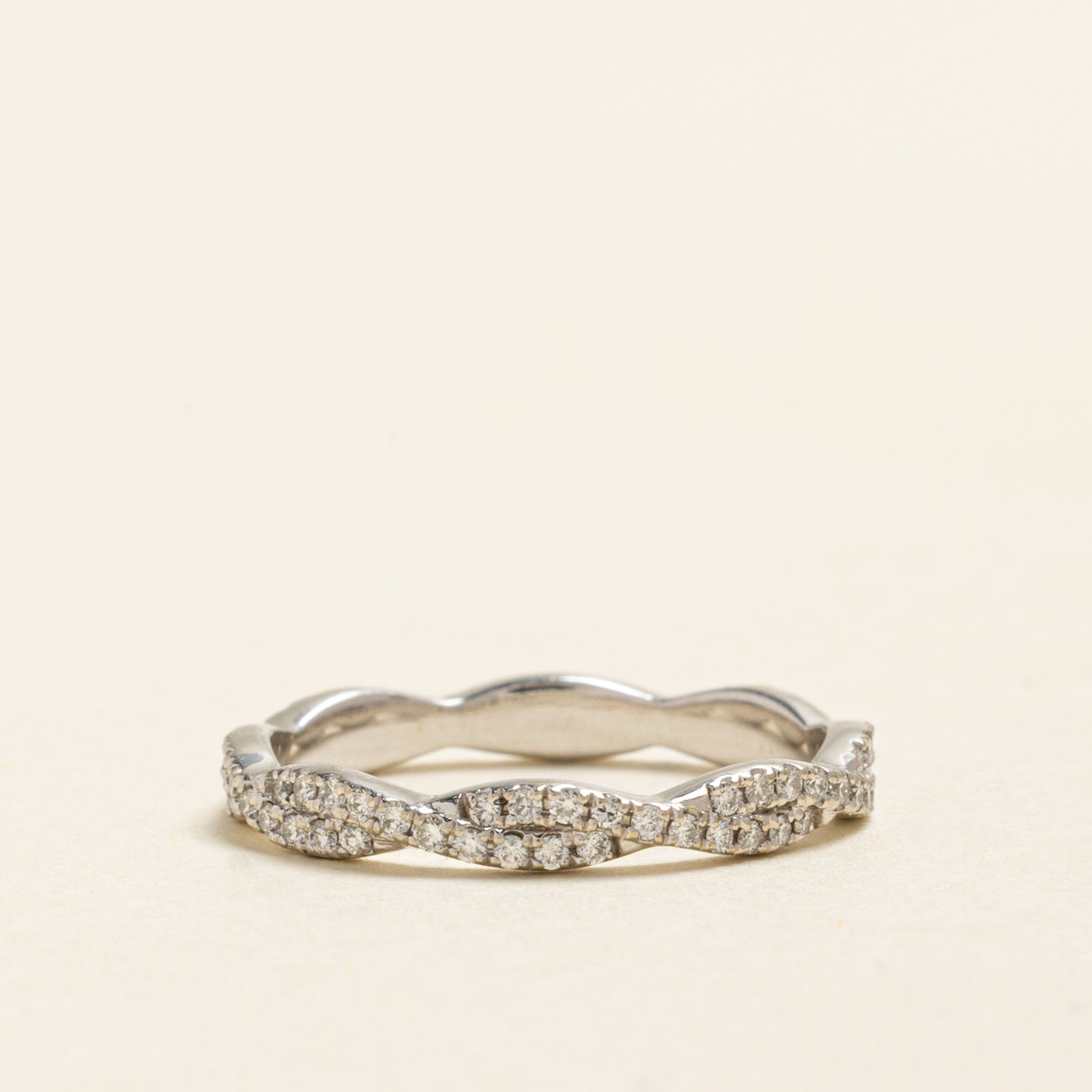 18k Eternity Diamond Cross Over Band | 0.39ctw | 2.45mm | SZ 5