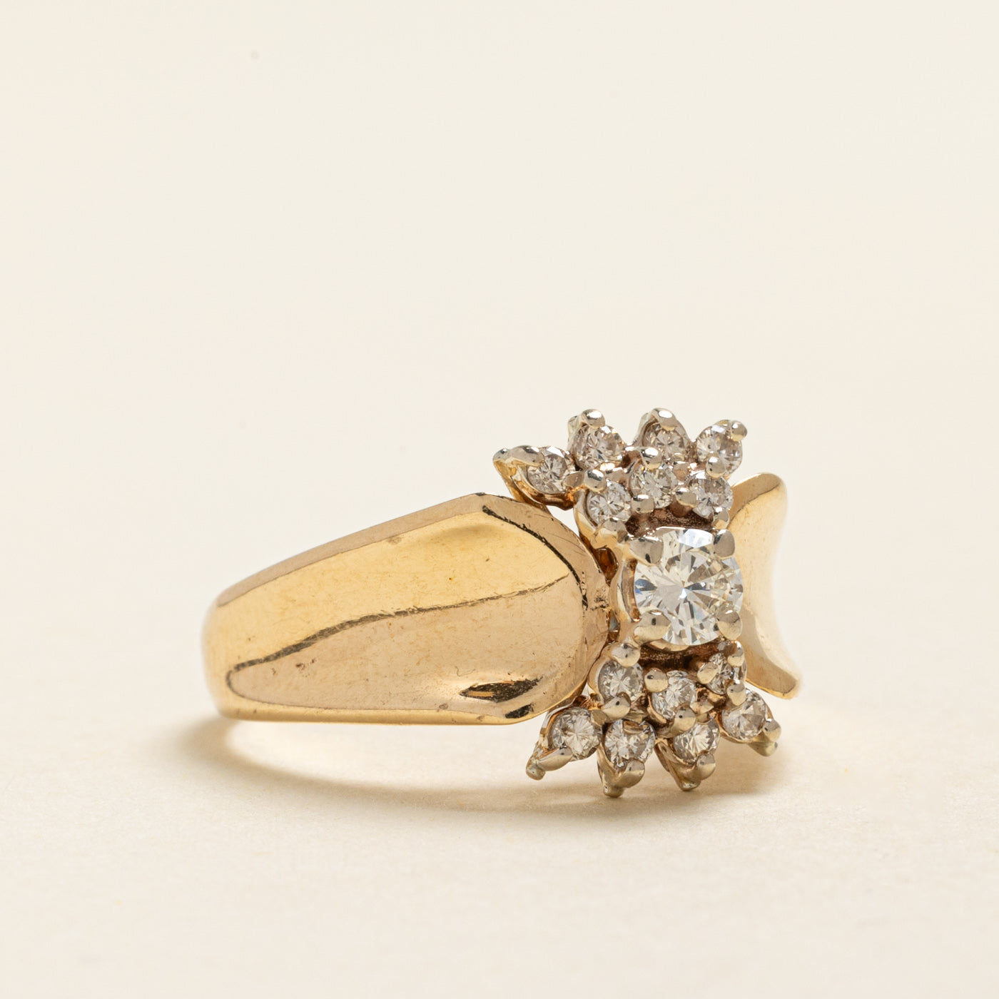Yellow Gold Diamond Cocktail Ring | 0.53ctw | SZ 7.25