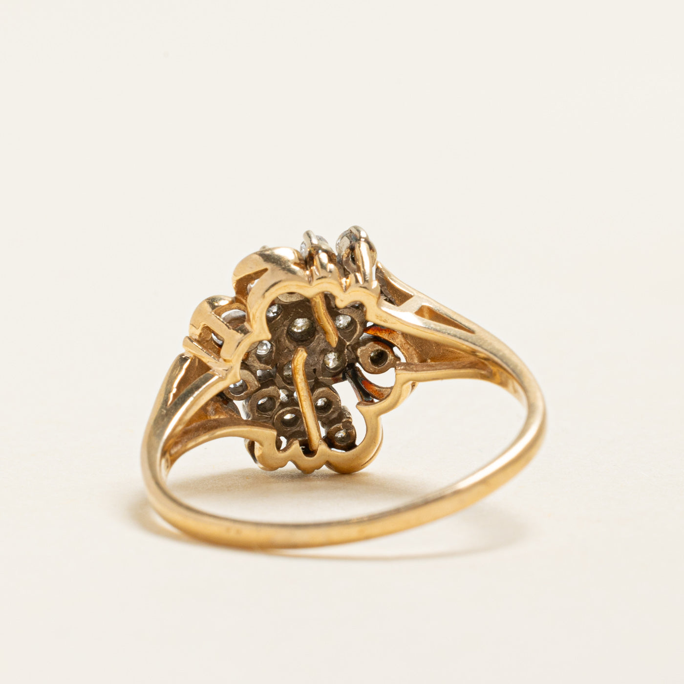 Yellow Gold Diamond Cluster Cocktail Ring | 0.74ctw | SZ 9.75