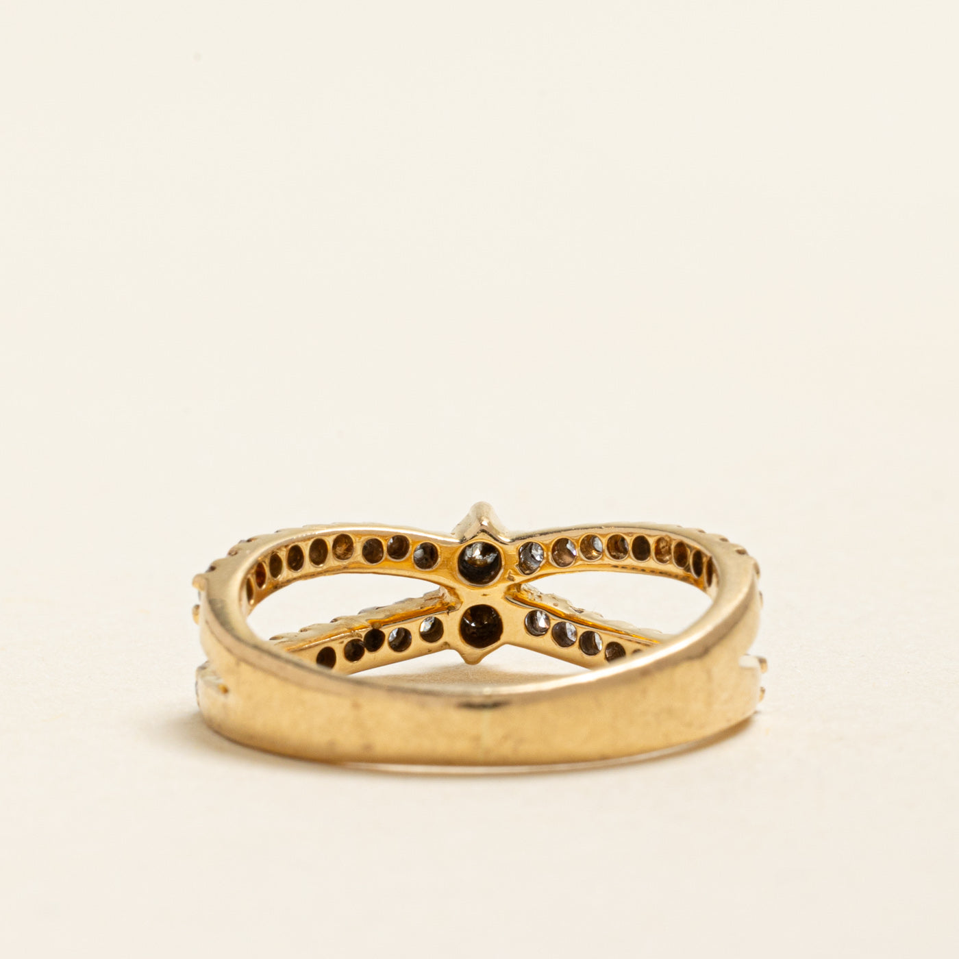 17k Yellow Gold Diamond Cross Over Ring | 0.51ctw | SZ 6.5