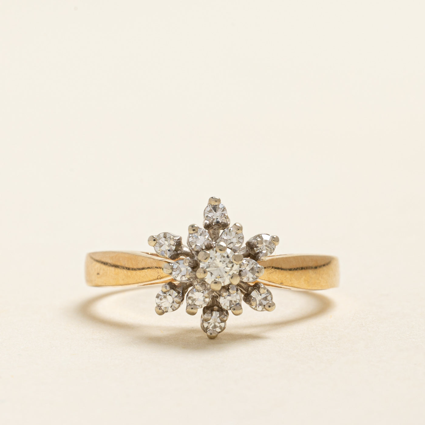 Yellow Gold Diamond Cluster Ring | 0.41ctw | SZ 7.25