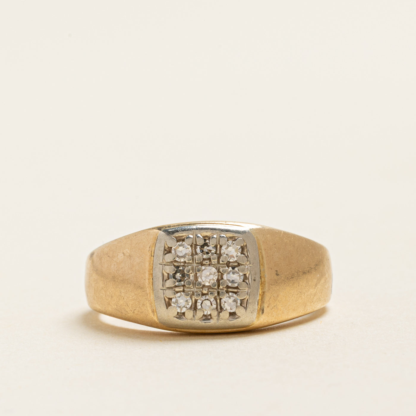 Yellow Gold Diamond Grid Ring | 0.18ctw | SZ 6.75