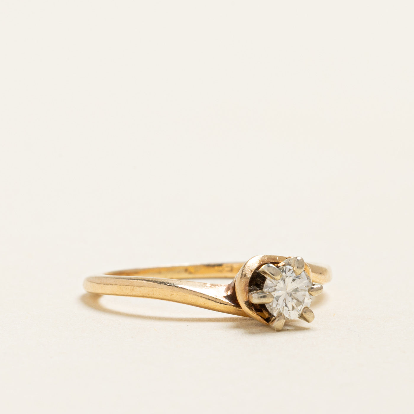 High Set Solitaire Diamond Bypass Ring | 0.21ct | SZ 4.5