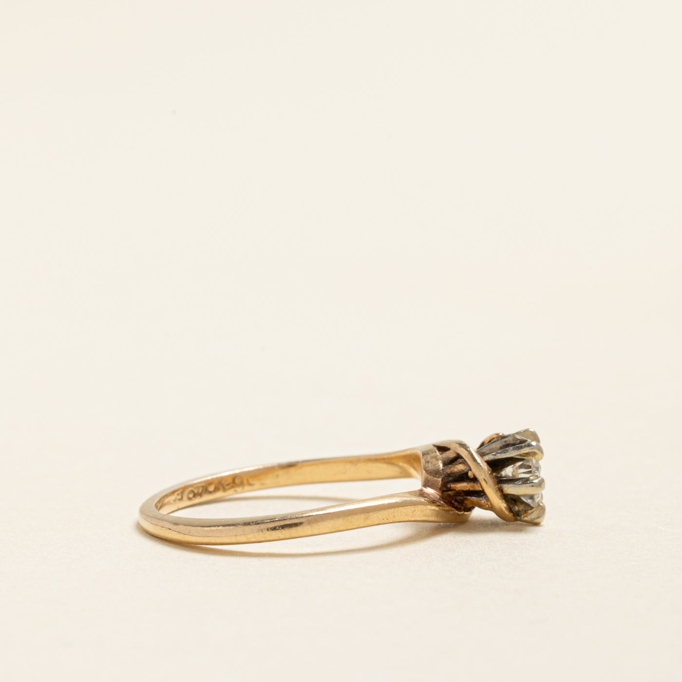 High Set Solitaire Diamond Bypass Ring | 0.21ct | SZ 4.5