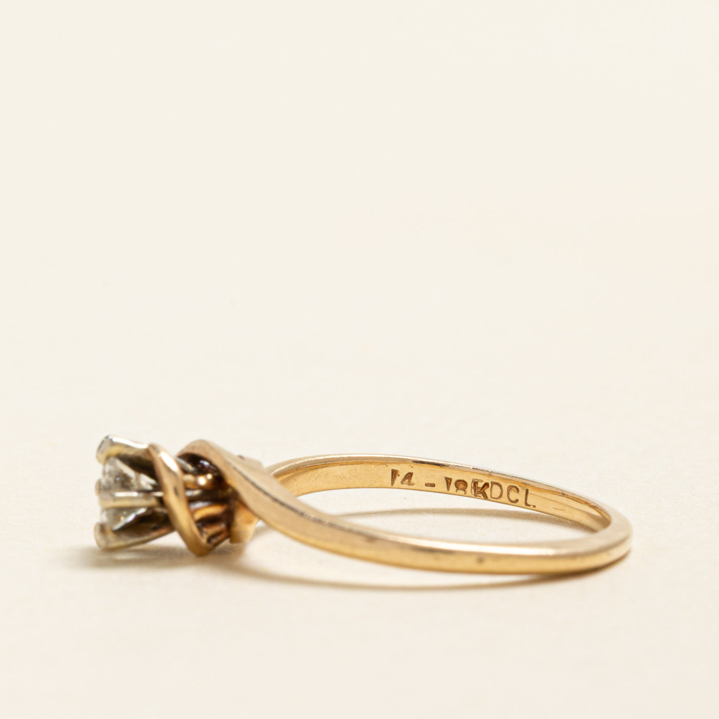 High Set Solitaire Diamond Bypass Ring | 0.21ct | SZ 4.5