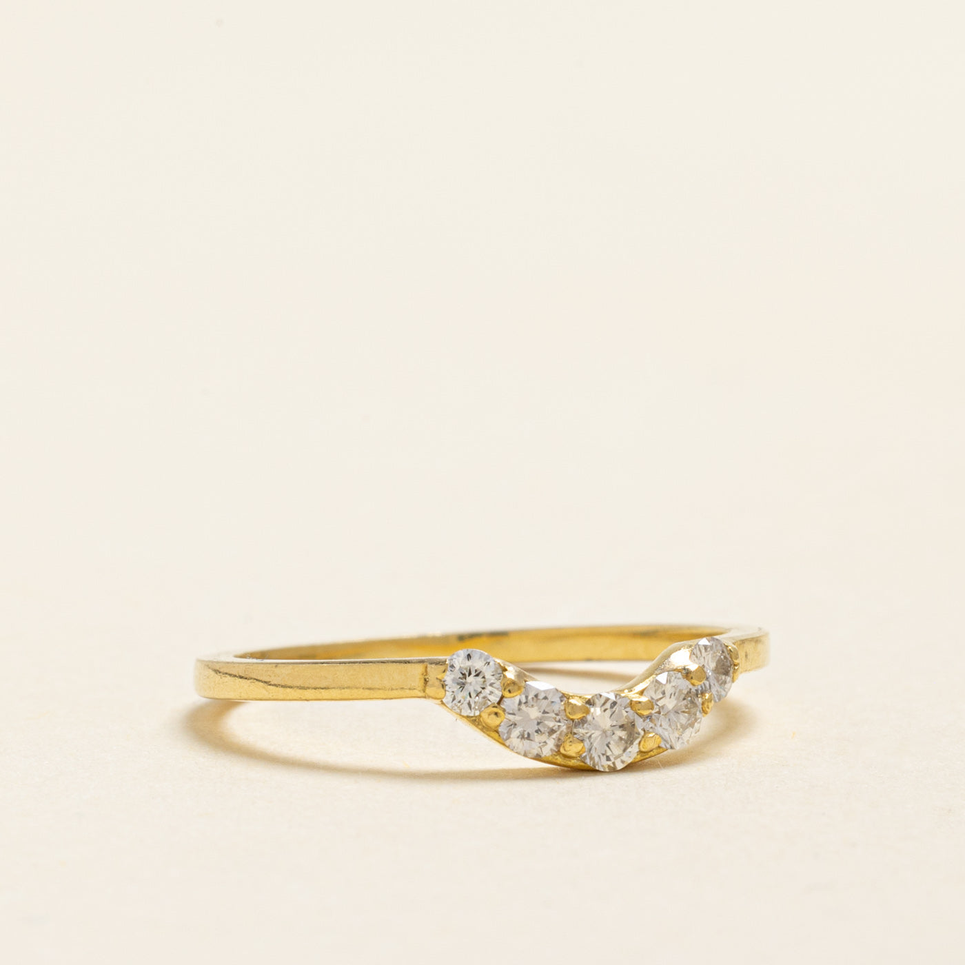 18k Yellow Gold Diamond Contour Ring | 0.26ctw | SZ 6.5