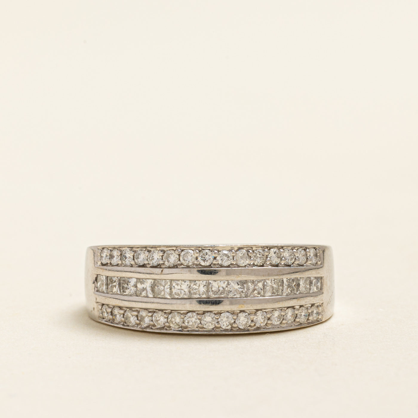 18k Multi Row Mix Cut Diamond Band | 0.92ctw | SZ 8.25