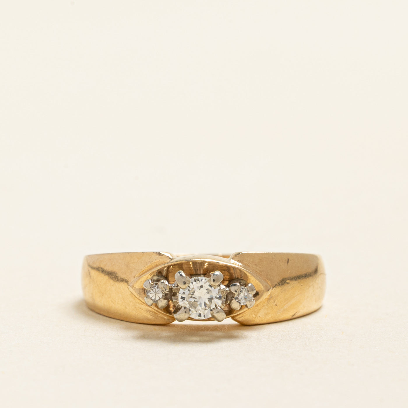 High Set Three Stone Diamond Ring | 0.14ctw | SZ 5.75