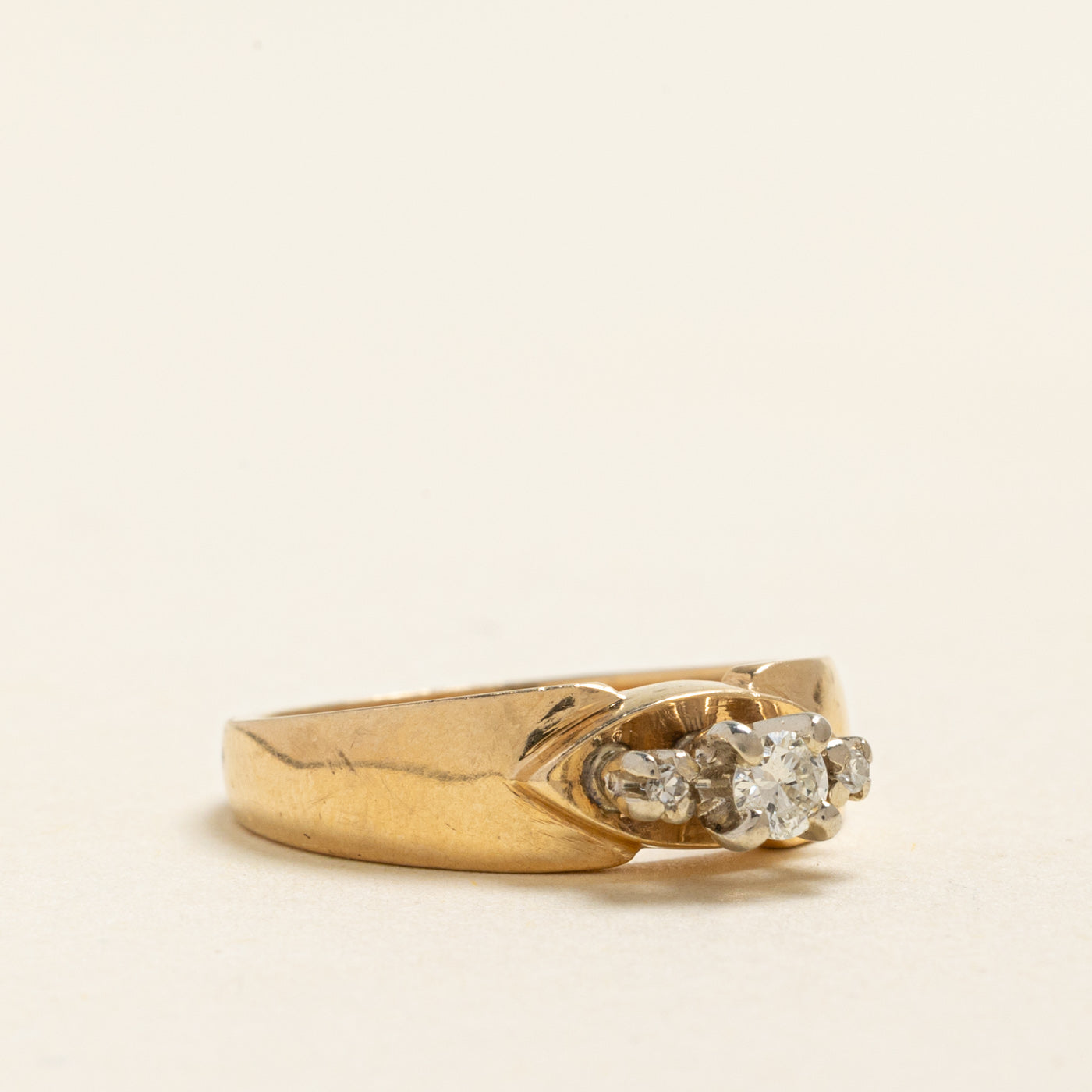 High Set Three Stone Diamond Ring | 0.14ctw | SZ 5.75