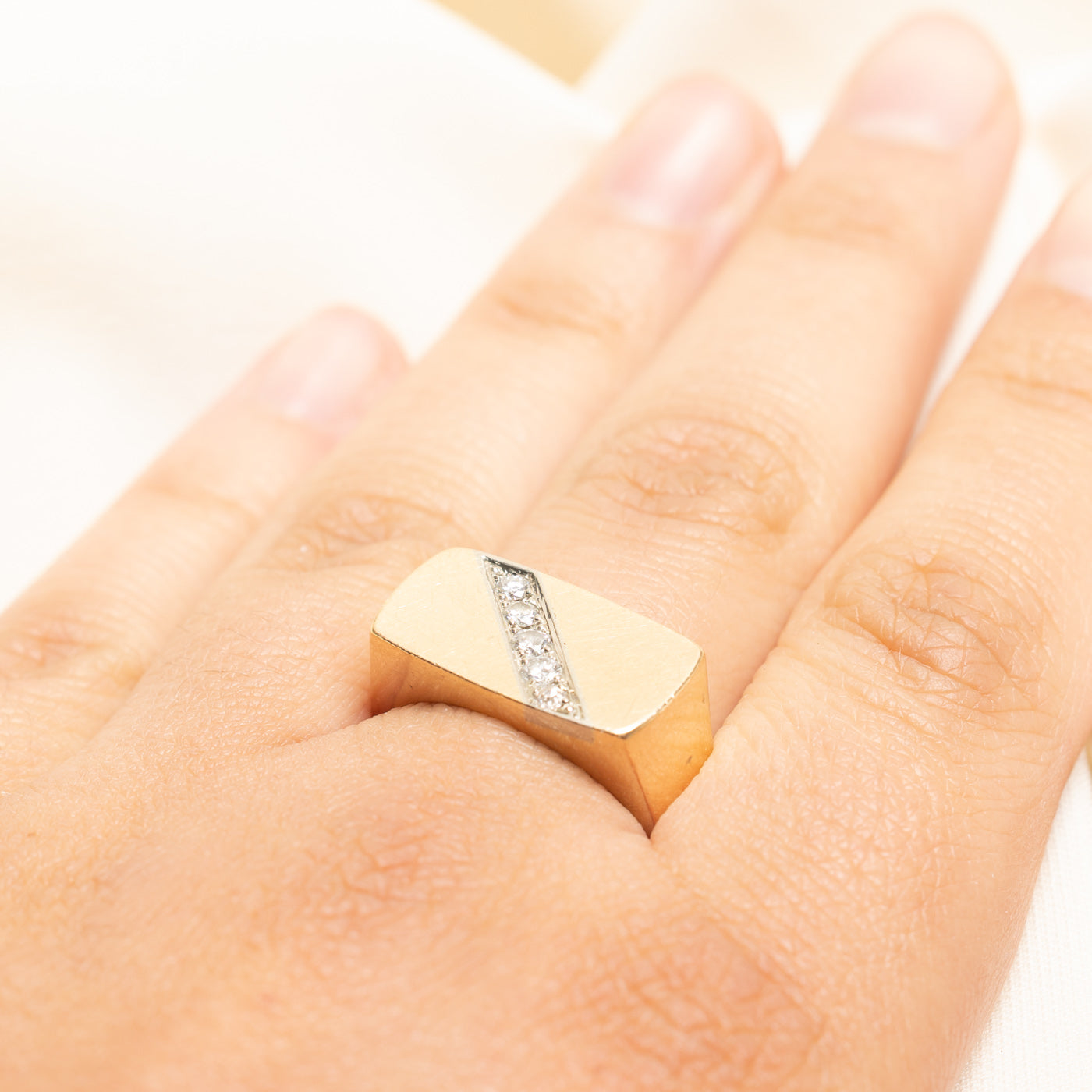 Diagonal Diamond Signet Ring | 0.26ctw | SZ 9.25