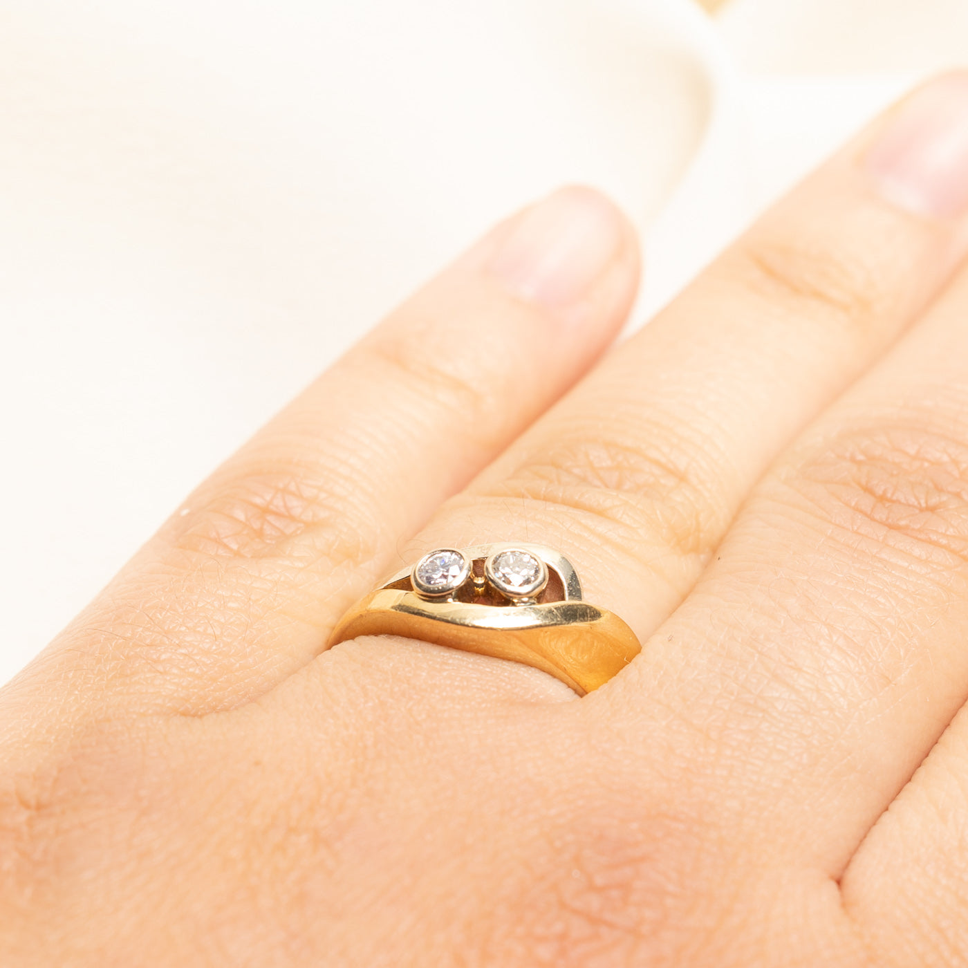 18k Two Stone Bezel Set Diamond Ring | 0.24ctw | SZ 7