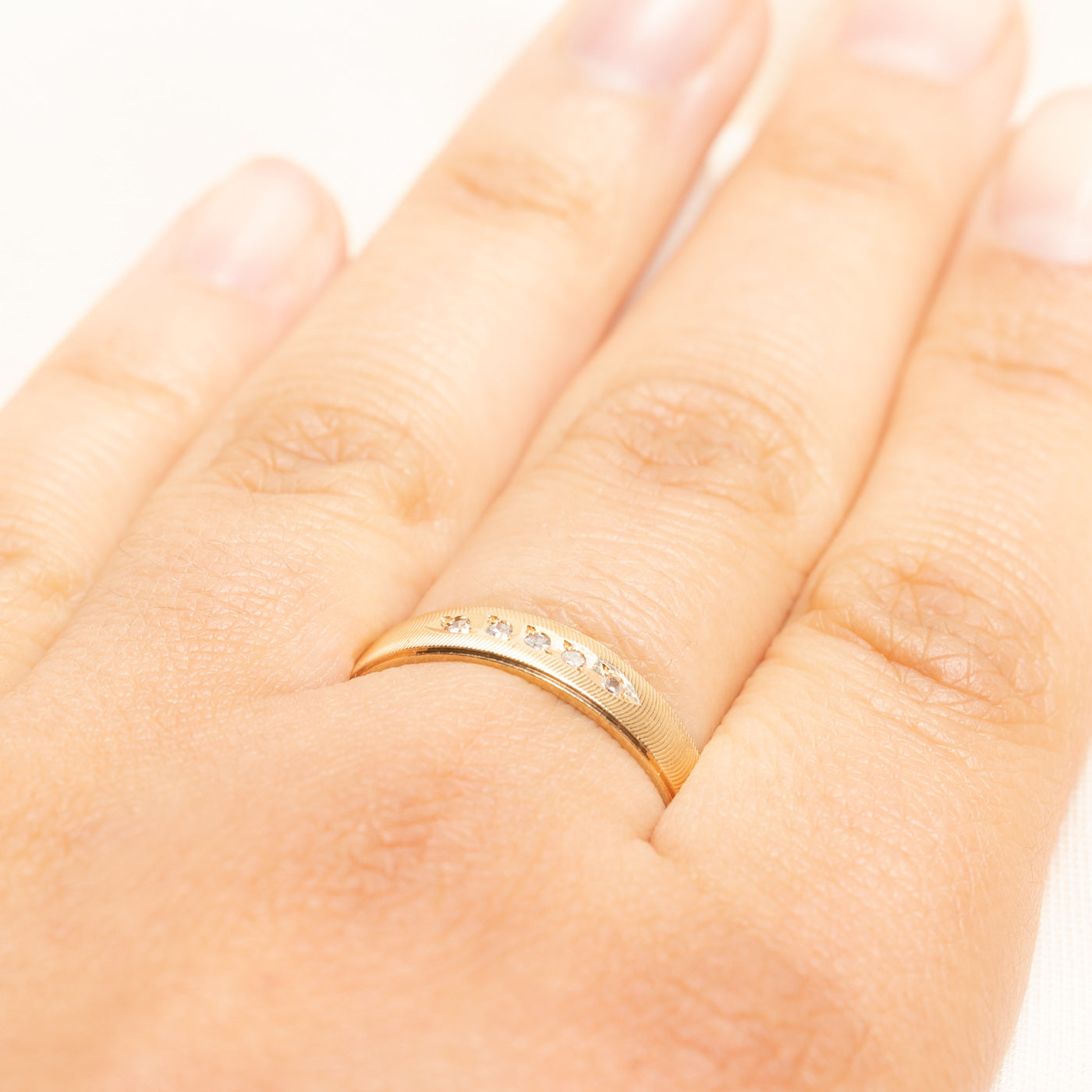 Star Set Diamond Textured Band | 0.10ctw | SZ 11.5
