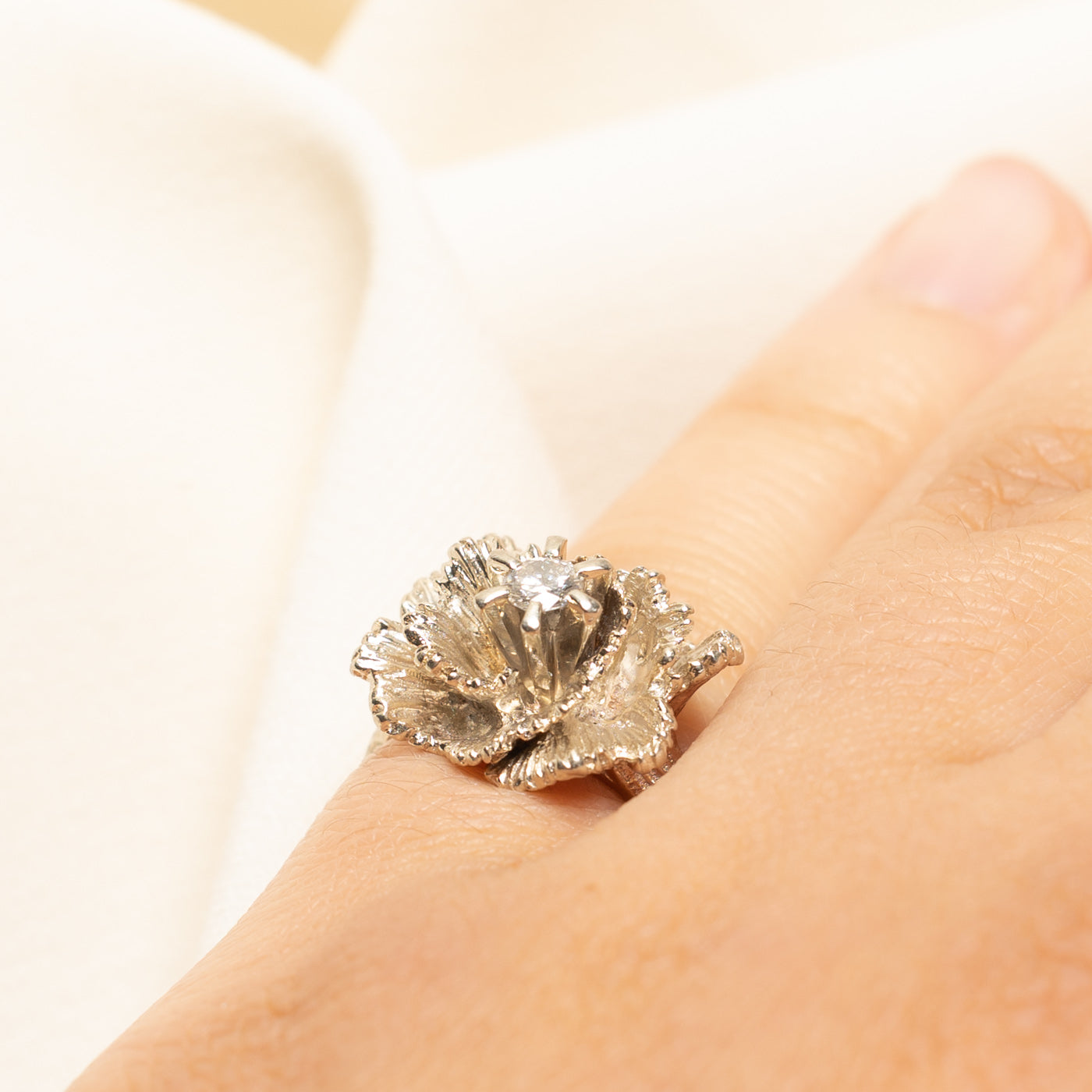 Diamond Textured Cocktail Ring | 0.16ct | SZ 4