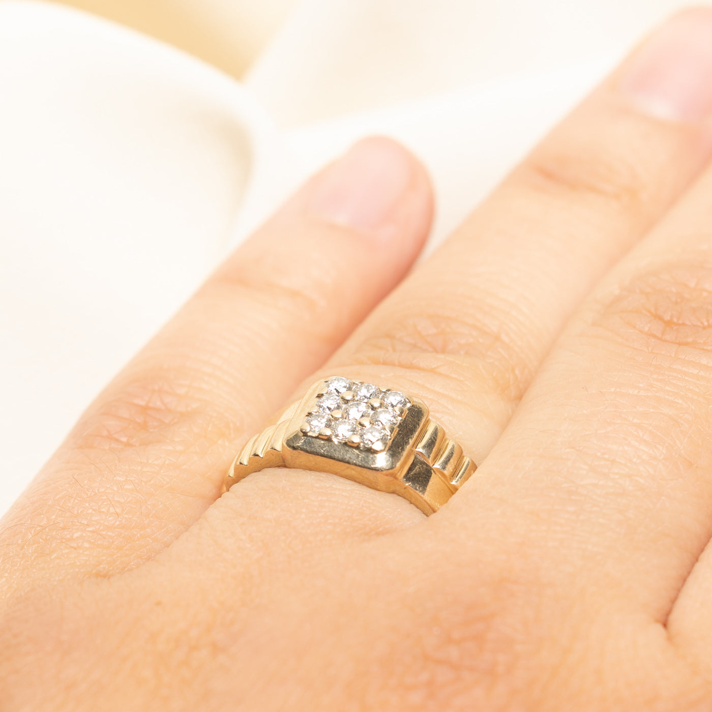 18k Diamond Grid Fluted Ring | 0.36ctw | SZ 6.5
