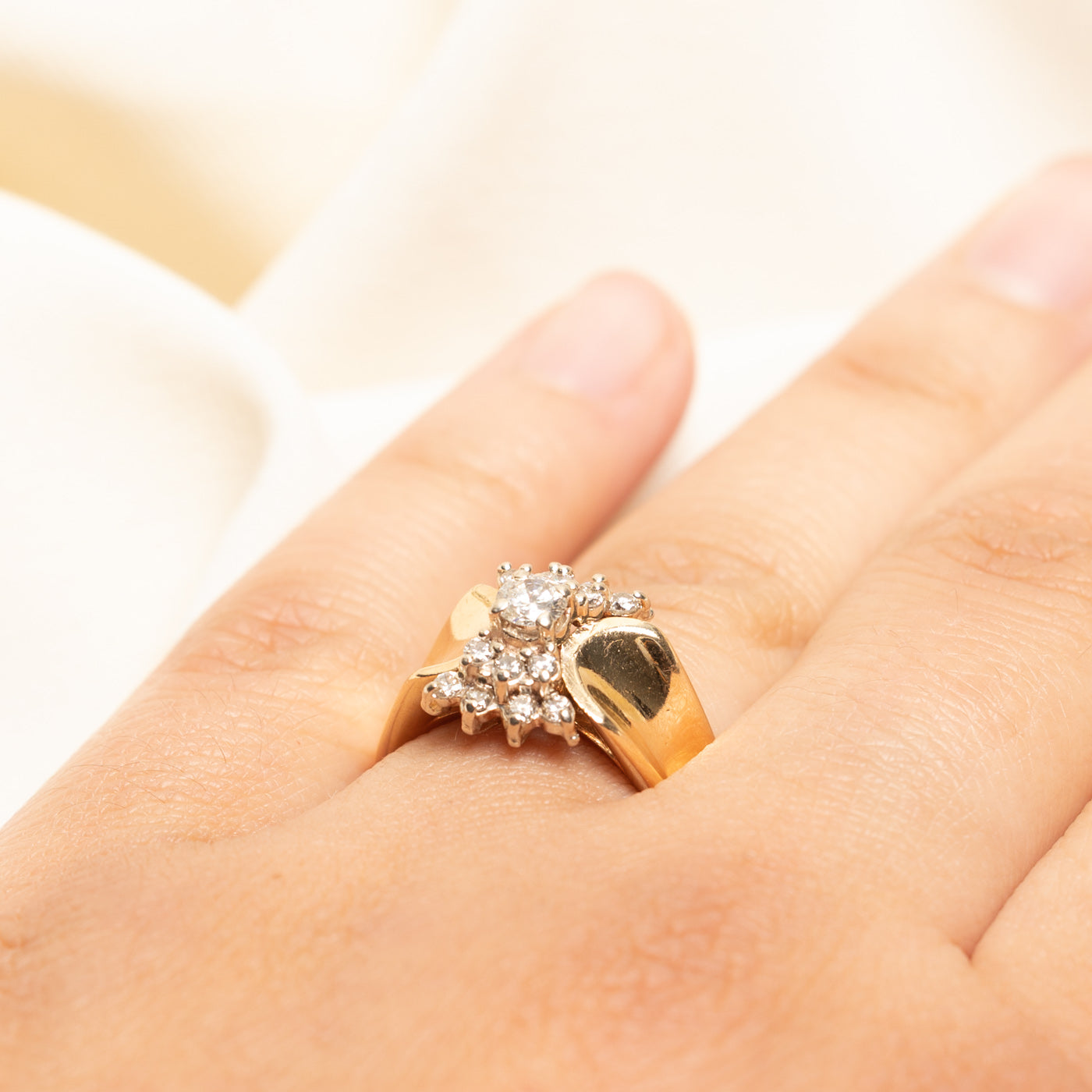 Yellow Gold Diamond Cocktail Ring | 0.53ctw | SZ 7.25