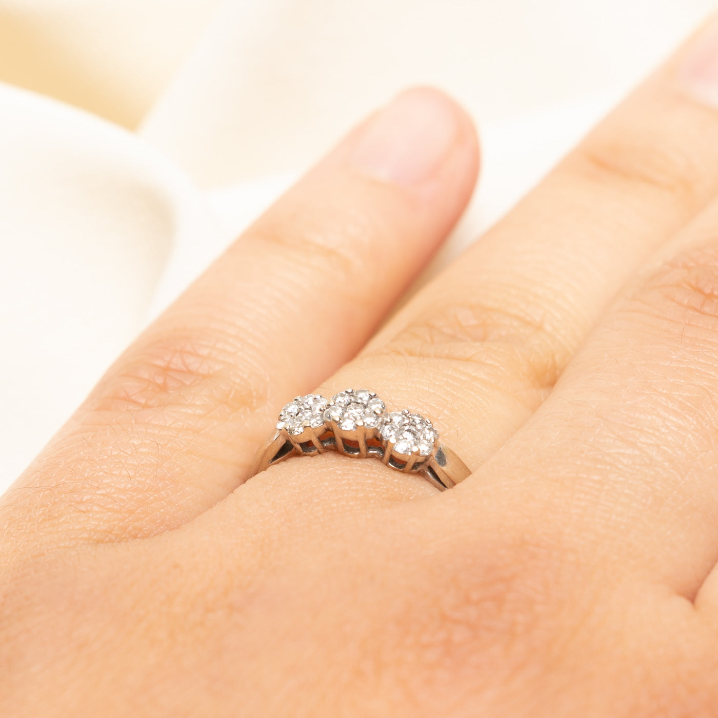 Three Stone Cluster Diamond Ring | 0.35ctw | SZ 6.5