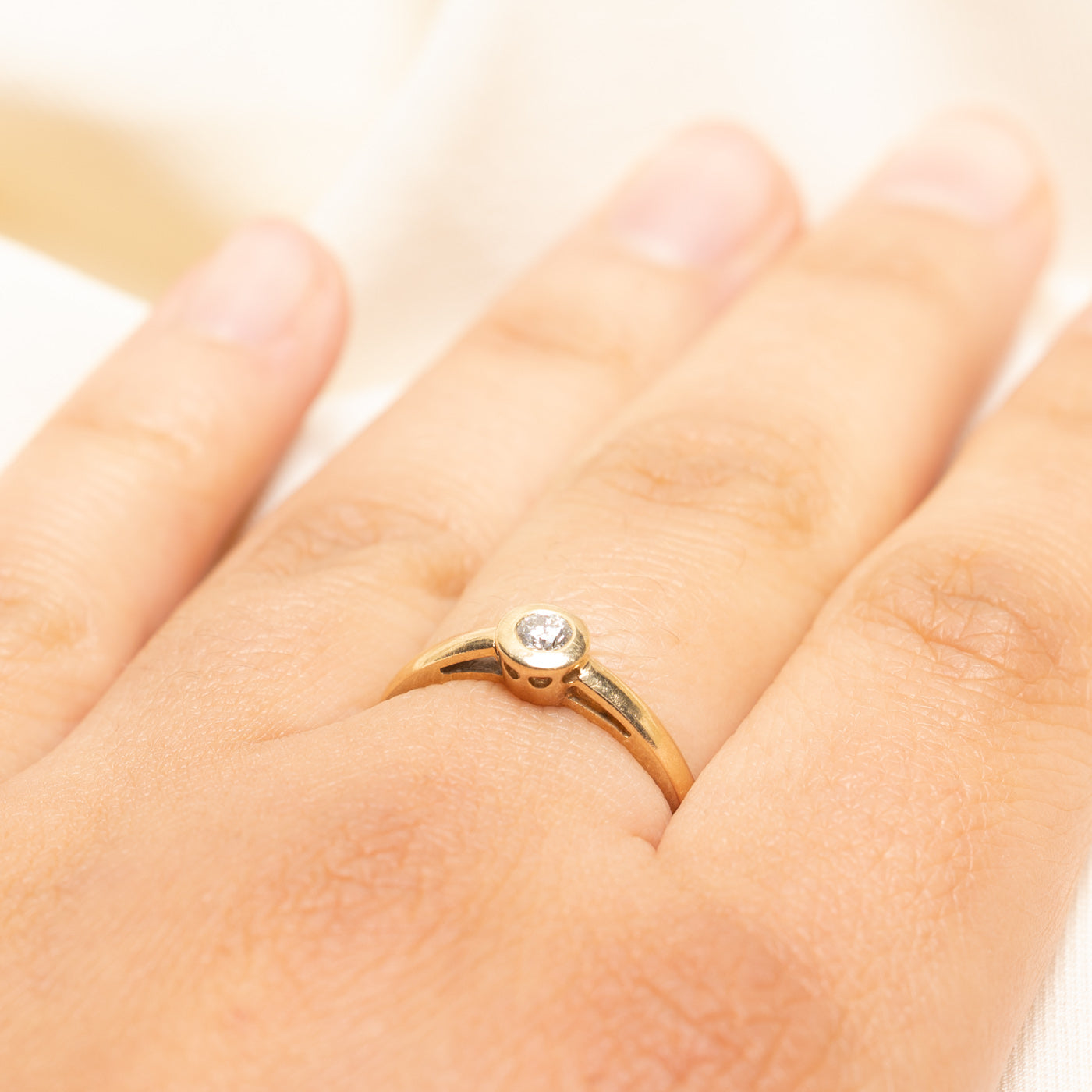 Bezel Set Diamond Solitaire Ring | 0.15ct | SZ 7.75