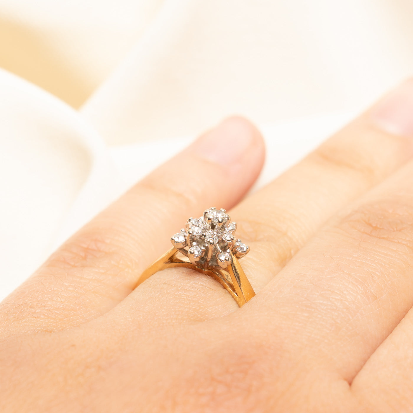 Yellow Gold Diamond Cluster Ring | 0.41ctw | SZ 7.25