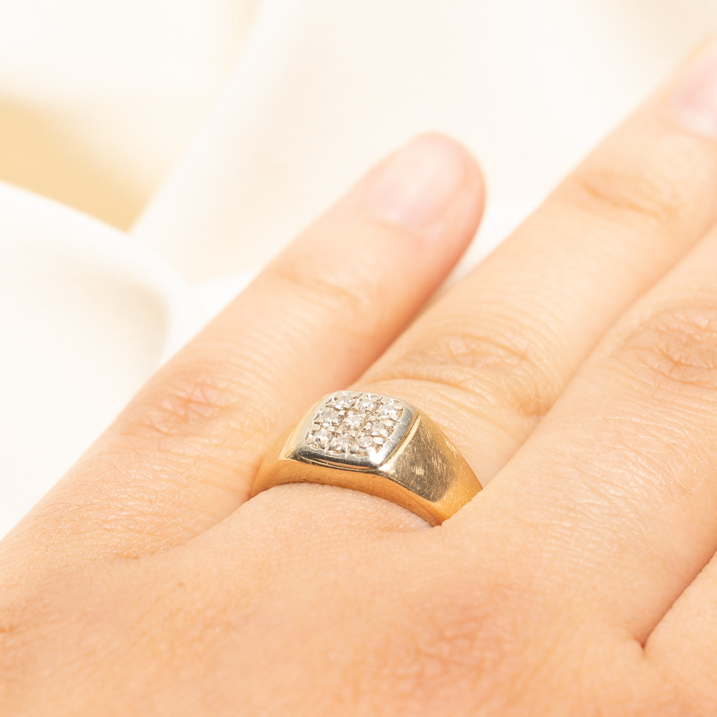 Yellow Gold Diamond Grid Ring | 0.18ctw | SZ 6.75