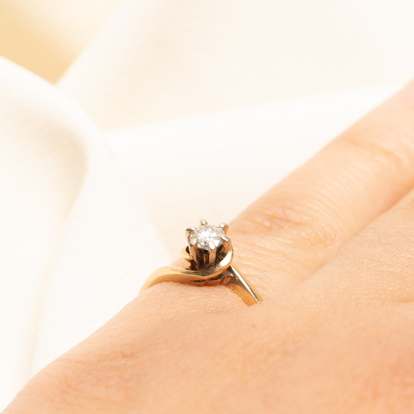 High Set Solitaire Diamond Bypass Ring | 0.21ct | SZ 4.5
