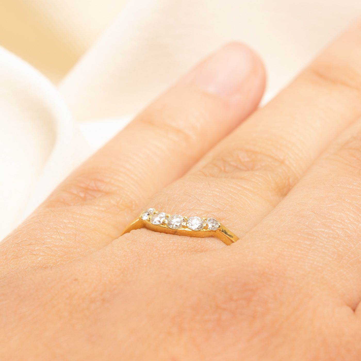 18k Yellow Gold Diamond Contour Ring | 0.26ctw | SZ 6.5