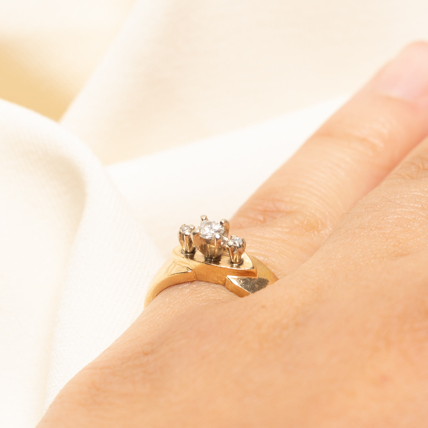 High Set Three Stone Diamond Ring | 0.14ctw | SZ 5.75