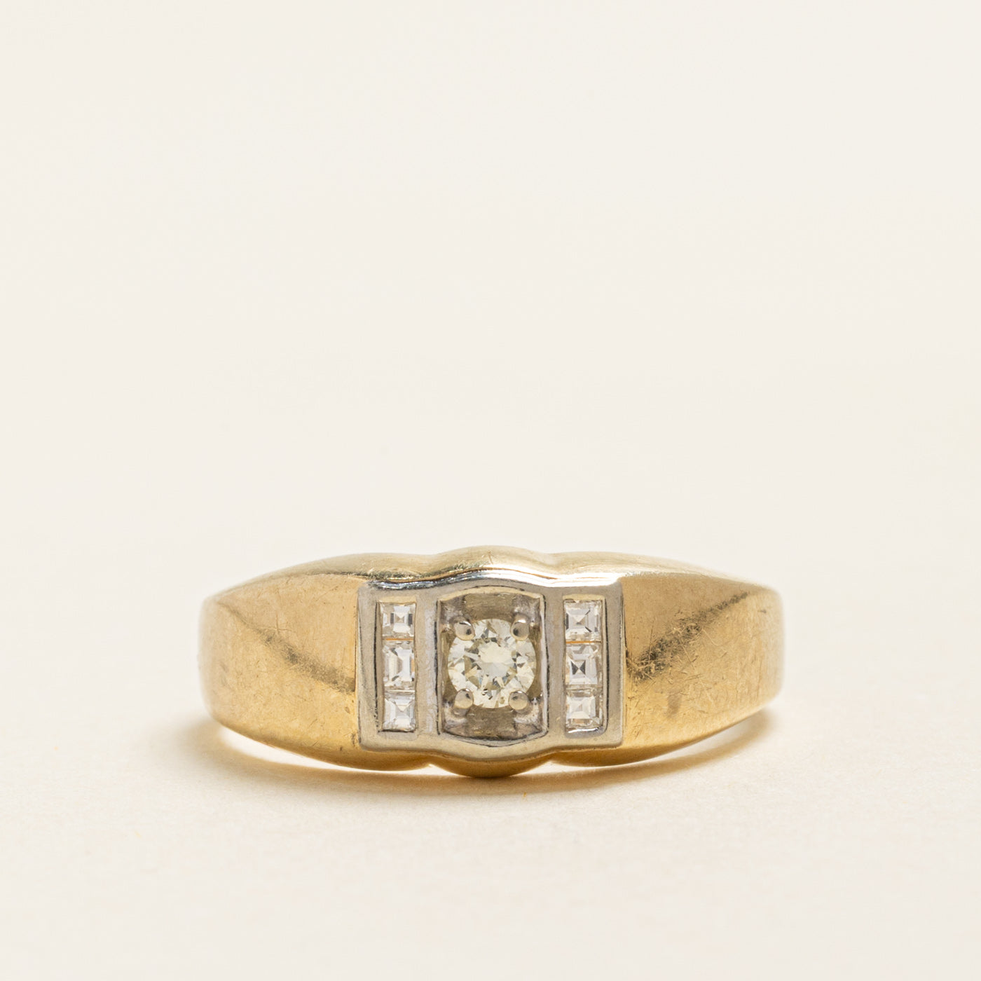 Yellow Gold Diamond Column Ring | 0.28ctw | SZ 8