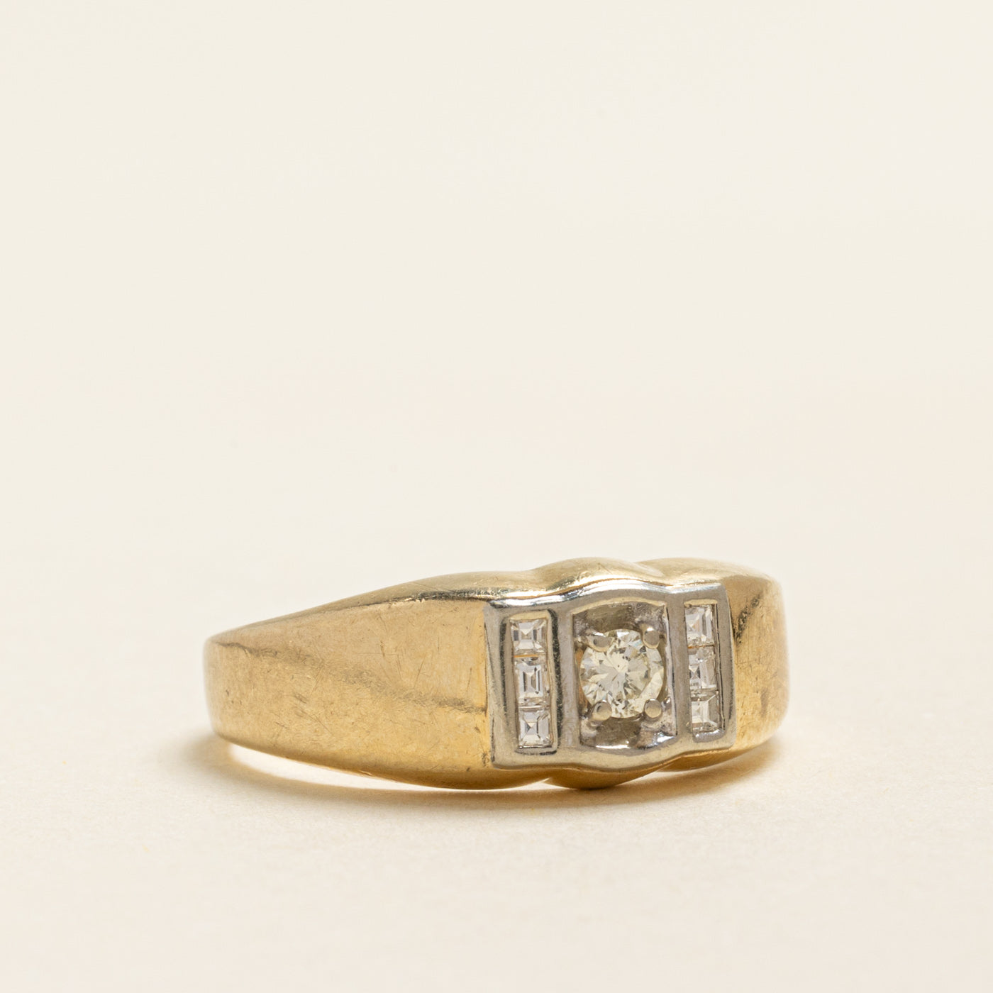 Yellow Gold Diamond Column Ring | 0.28ctw | SZ 8