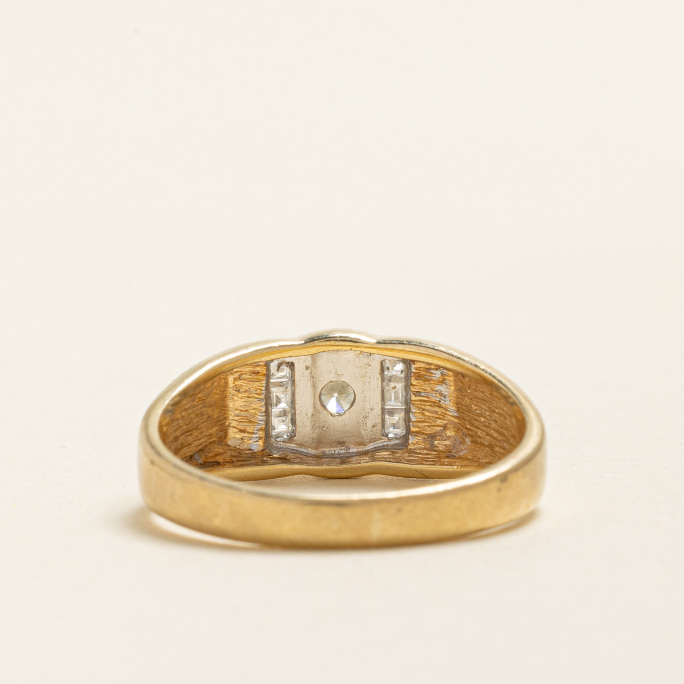 Yellow Gold Diamond Column Ring | 0.28ctw | SZ 8