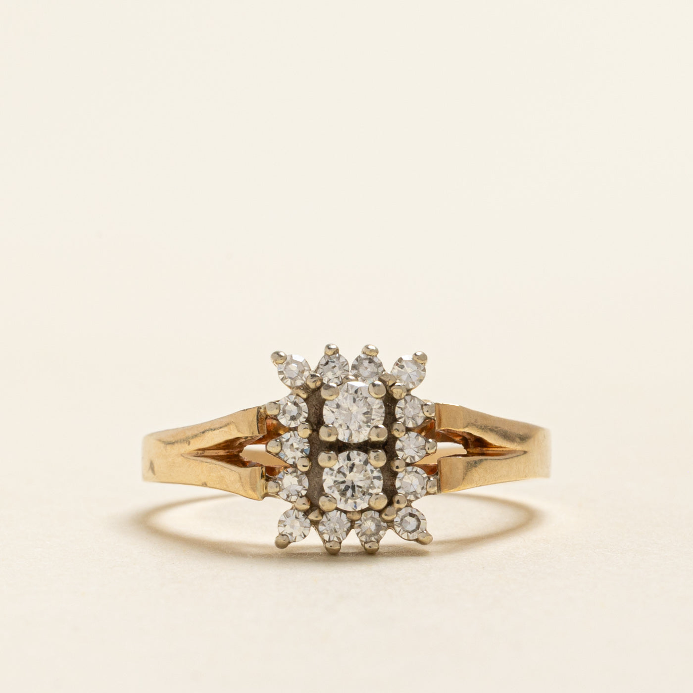 Yellow Gold Diamond Petal Open Shank Ring | 0.33ctw | SZ 6.75