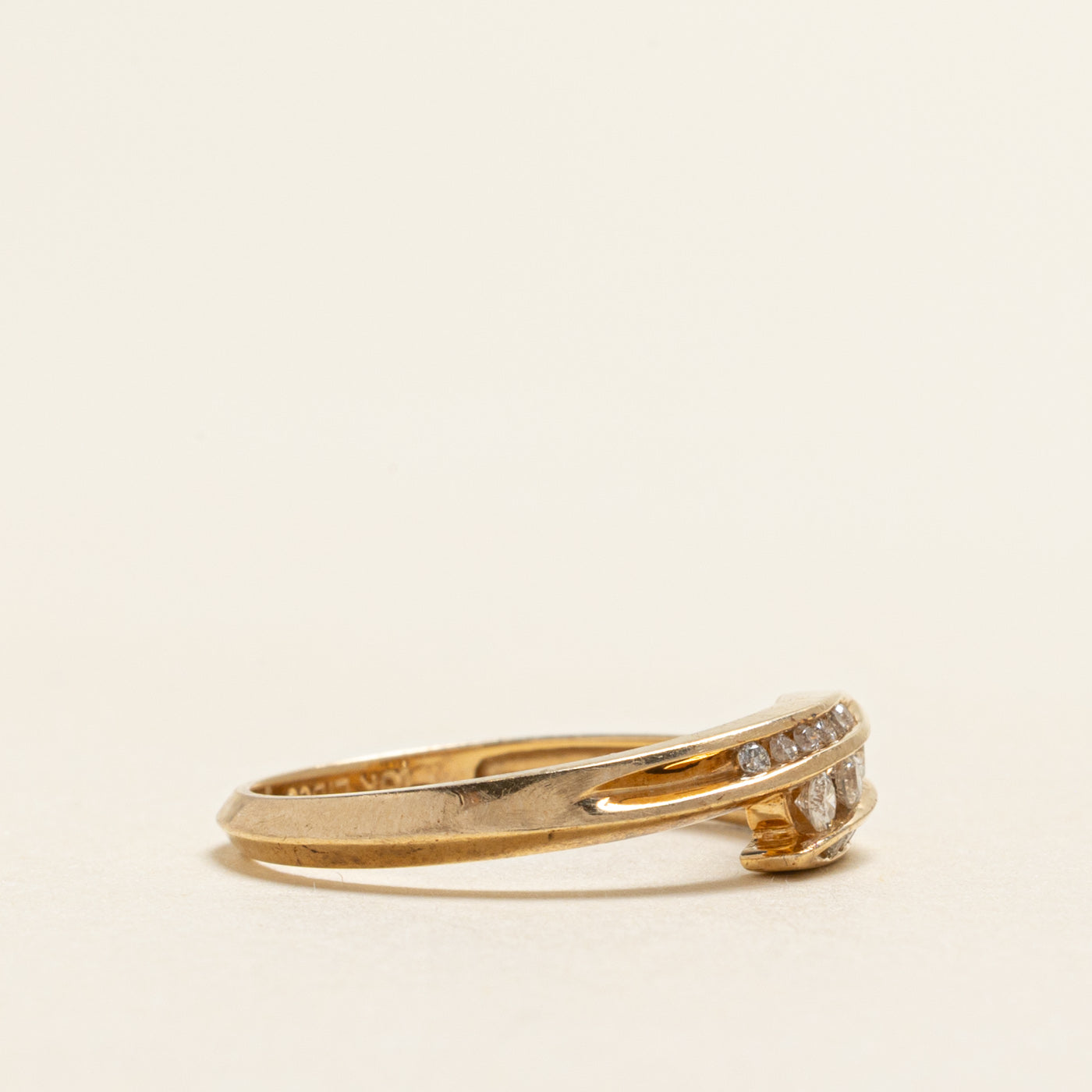 Yellow Gold Diamond Bypass Ring | 0.15ctw | SZ 6.75