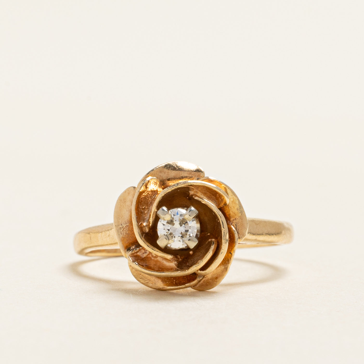 Solitaire Diamond Flower Ring | 0.08ct | SZ 3.75