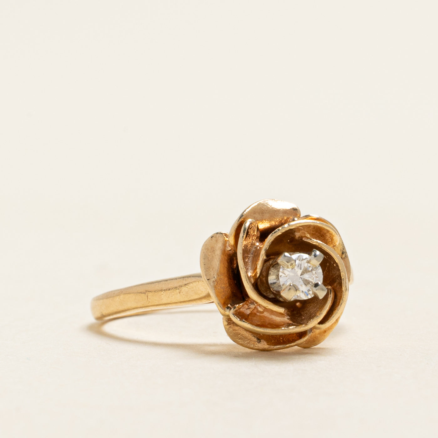 Solitaire Diamond Flower Ring | 0.08ct | SZ 3.75